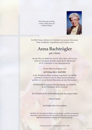 Portrait von Frau Anna BACHTRÖGLER