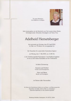 Portrait von Neulengbach Frau Adelheid HEMETSBERGER