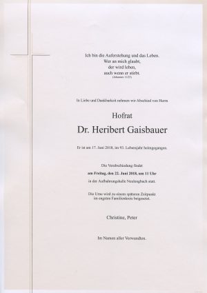 Portrait von Neulengbach Herr Hofrat Dr. Heribert Gaisbauer