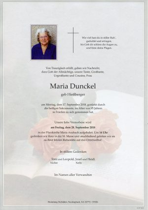Portrait von Maria Anzbach Frau Maria Dunckel