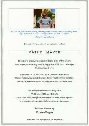 Portrait von Altlengbach Frau Käthe MAYER