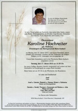Portrait von Maria Anzbach – Frau Karoline Hochreiter