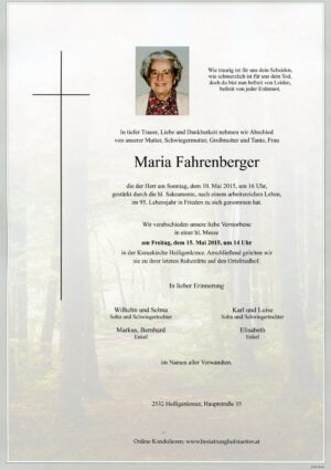 Portrait von Heiligenkreuz – Frau Maria Fahrenberger