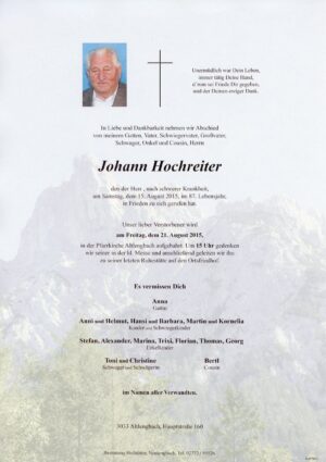 Portrait von Altlengbach – Herr Johann Hochreiter