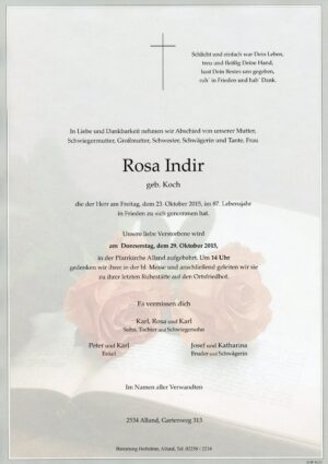 Portrait von Alland – Frau Rosa Indir