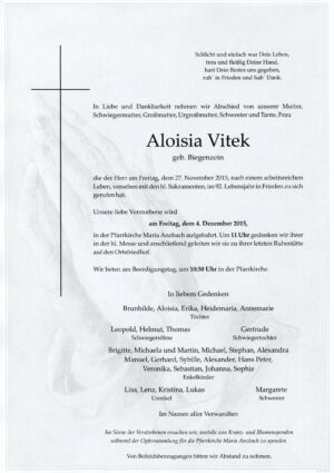 Portrait von Maria Anzbach – Frau Aloisia Vitek