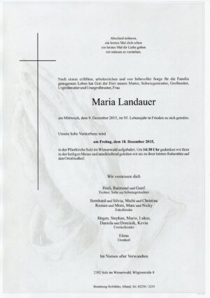 Portrait von Sulz im Wienerwald – Frau Maria Landauer