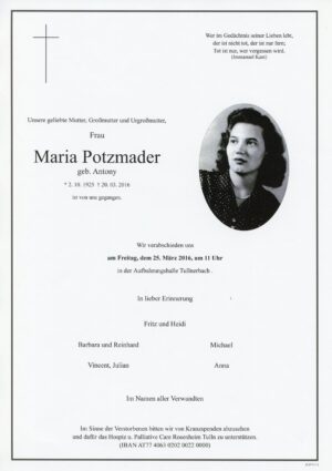 Portrait von Tullnerbach – Frau Maria Potzmader