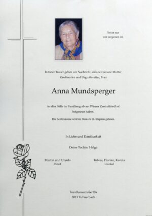 Portrait von Wien / Tullnerbach – Frau Anna Mundsperger