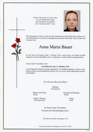 Portrait von Maria Anzbach – Frau Anna Maria Bauer