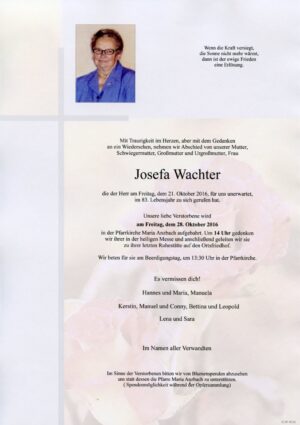 Portrait von Maria Anzbach – Frau Josefa Wachter