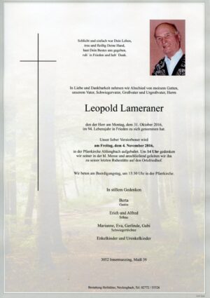 Portrait von Altlengbach – Herr Leopold Lameraner