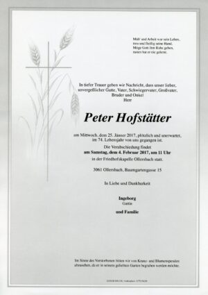 Portrait von Ollersbach – Herr Peter HofstÃ¤tter