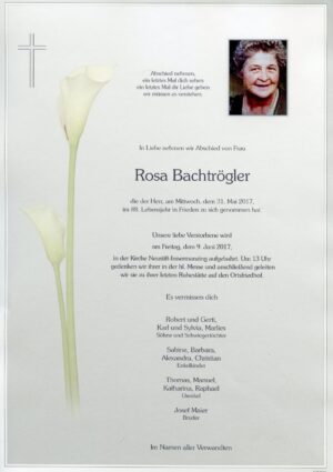 Portrait von Neustift-Innermanzing – Frau Rosa Bachtrögler