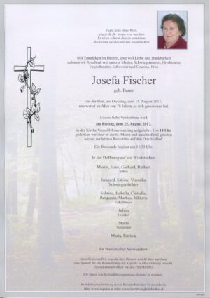 Portrait von Neustift-Innermanzing -Frau Josefa Fischer