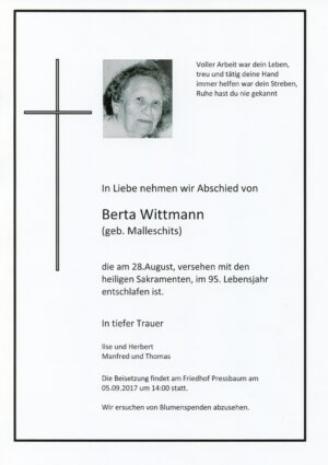 Portrait von Pressbaum – Frau Berta Wittmann