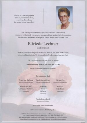 Portrait von Eichgraben – Frau Elfriede Lechner