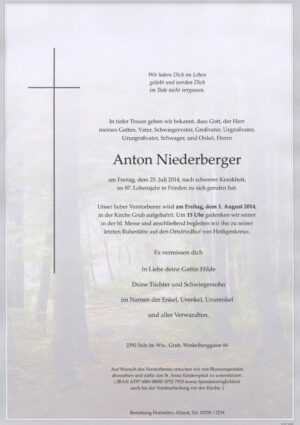 Portrait von Grub / Heiligenkreuz – Herr Anton Niederberger