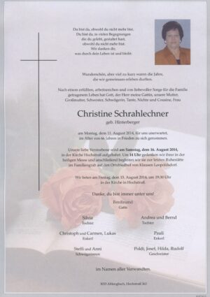 Portrait von Hochstraß – Frau Christine Schrahlechner