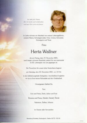 Portrait von Eichgraben – Frau Herta Wallner