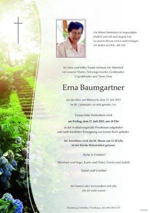 Portrait von Pressbaum – Frau Erna Baumgartner