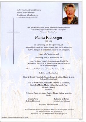 Portrait von Maria Anzbach – Frau Maria Kieberger