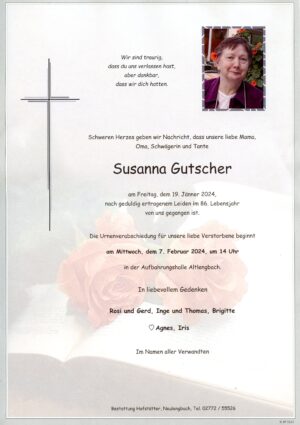 Portrait von Altlengbach – Frau Susanna Gutscher