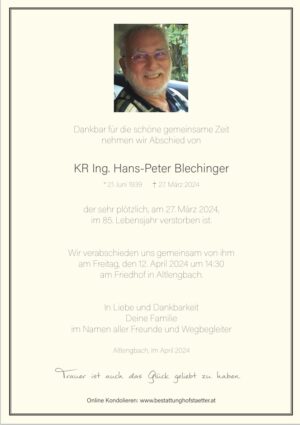 Portrait von Altlengbach – Herr KR Ing. Hans-Peter Blechinger