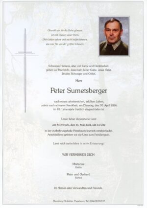 Portrait von Pressbaum – Herr Peter Sumetsberger